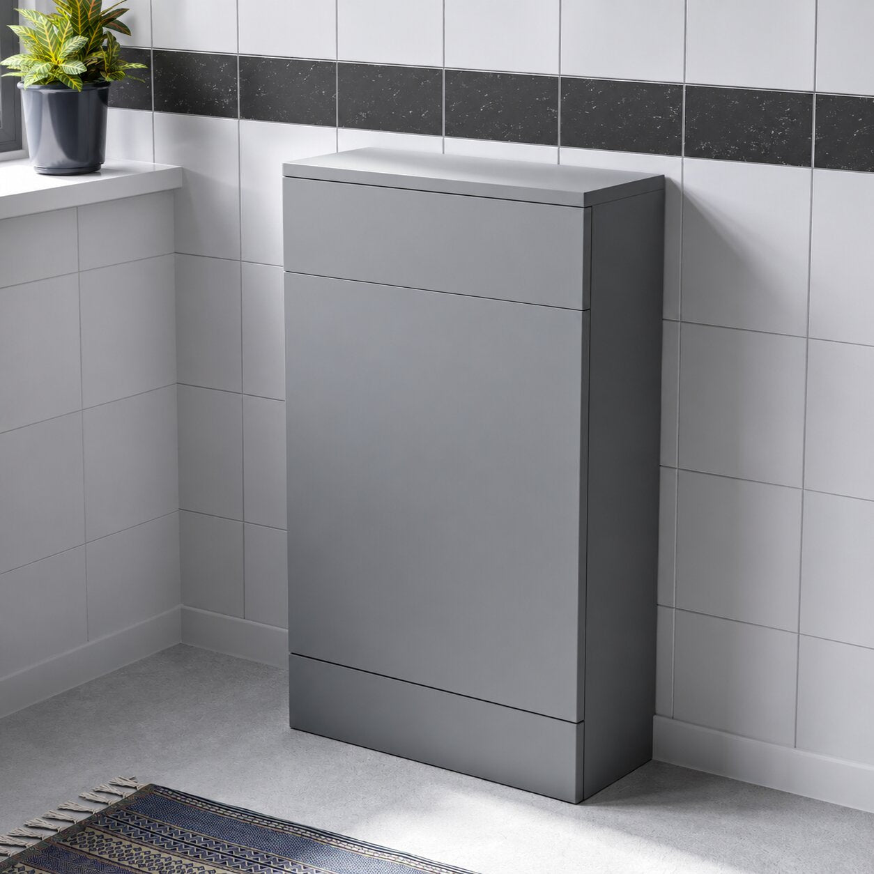 Grey floor-standing WC unit with concealed cistern cupboard for back to wall toilet pan — Bathroom Republic UK