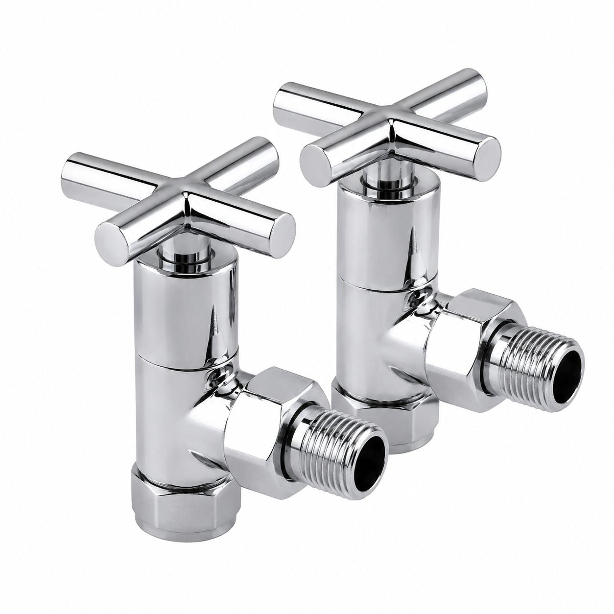 Chrome cross-head manual radiator valve set — Bathroom Republic UK
