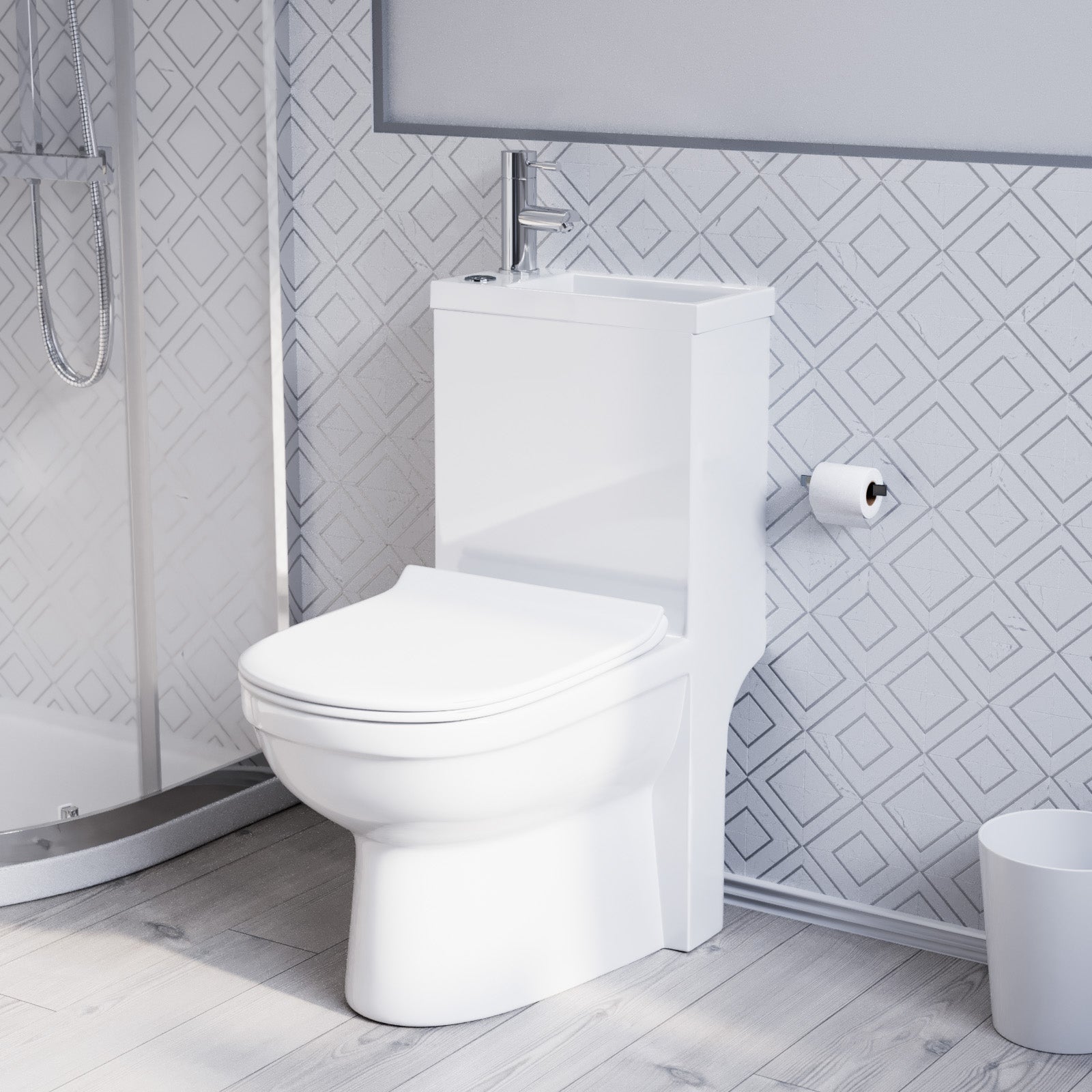 Modern 2-in-1 toilet with integrated basin for cloakrooms and small bathrooms at Bathroom Republic UK