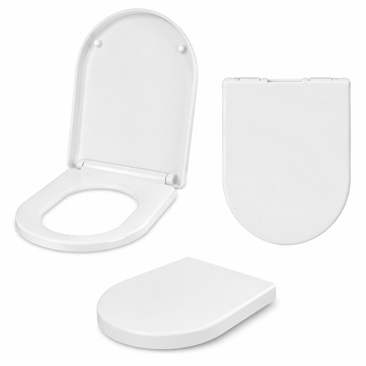 Soft-close black toilet seat with matt black hinges for close-coupled and wall-hung WC pans — Bathroom Republic UK