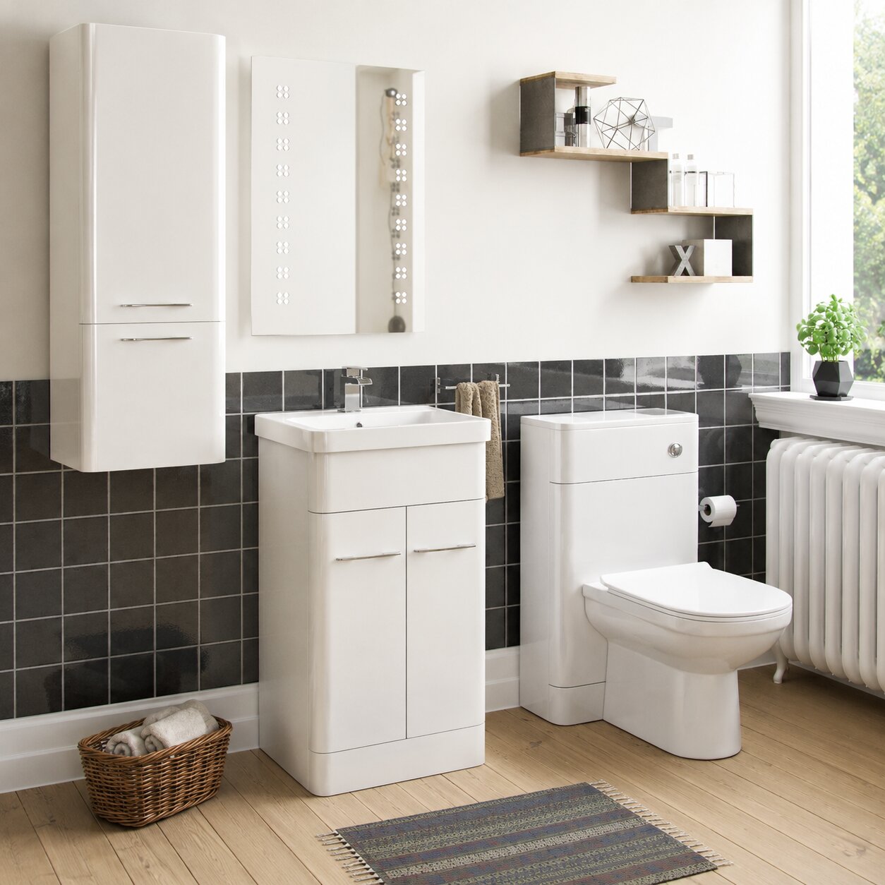 White bathroom furniture combination set with vanity unit and WC unit — Bathroom Republic UK