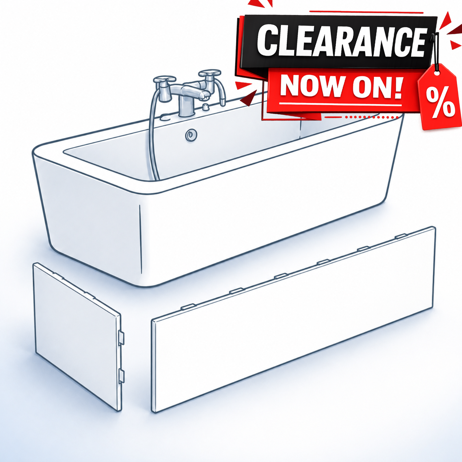 Baths clearance at Bathroom Republic UK — freestanding, back-to-wall and alcove baths at reduced prices