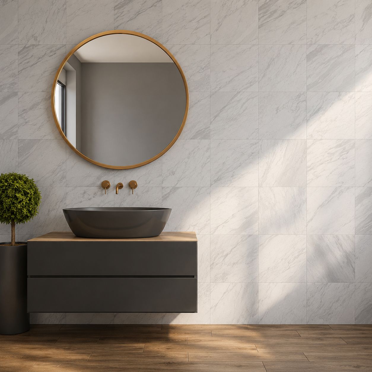 White marble-effect PVC bathroom wall panels — Bathroom Republic UK