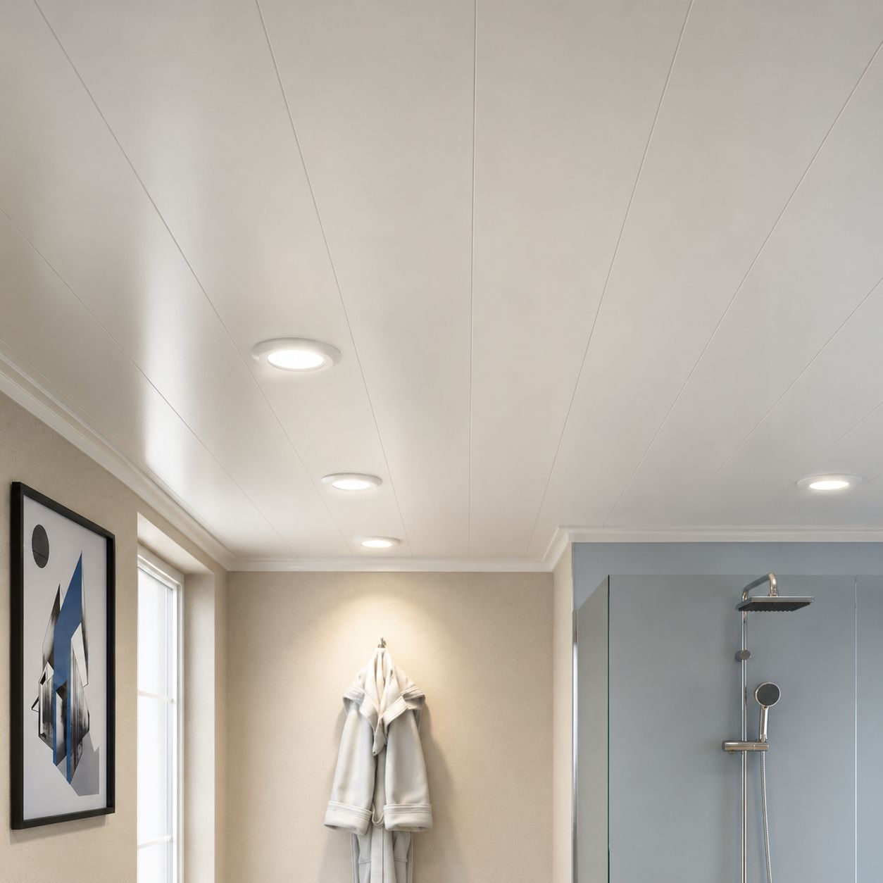 White gloss PVC bathroom ceiling panel — Bathroom Republic UK