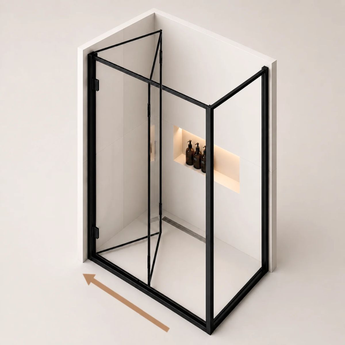Matte black bi-fold door rectangular shower enclosure showing compact folding mechanism — Bathroom Republic UK