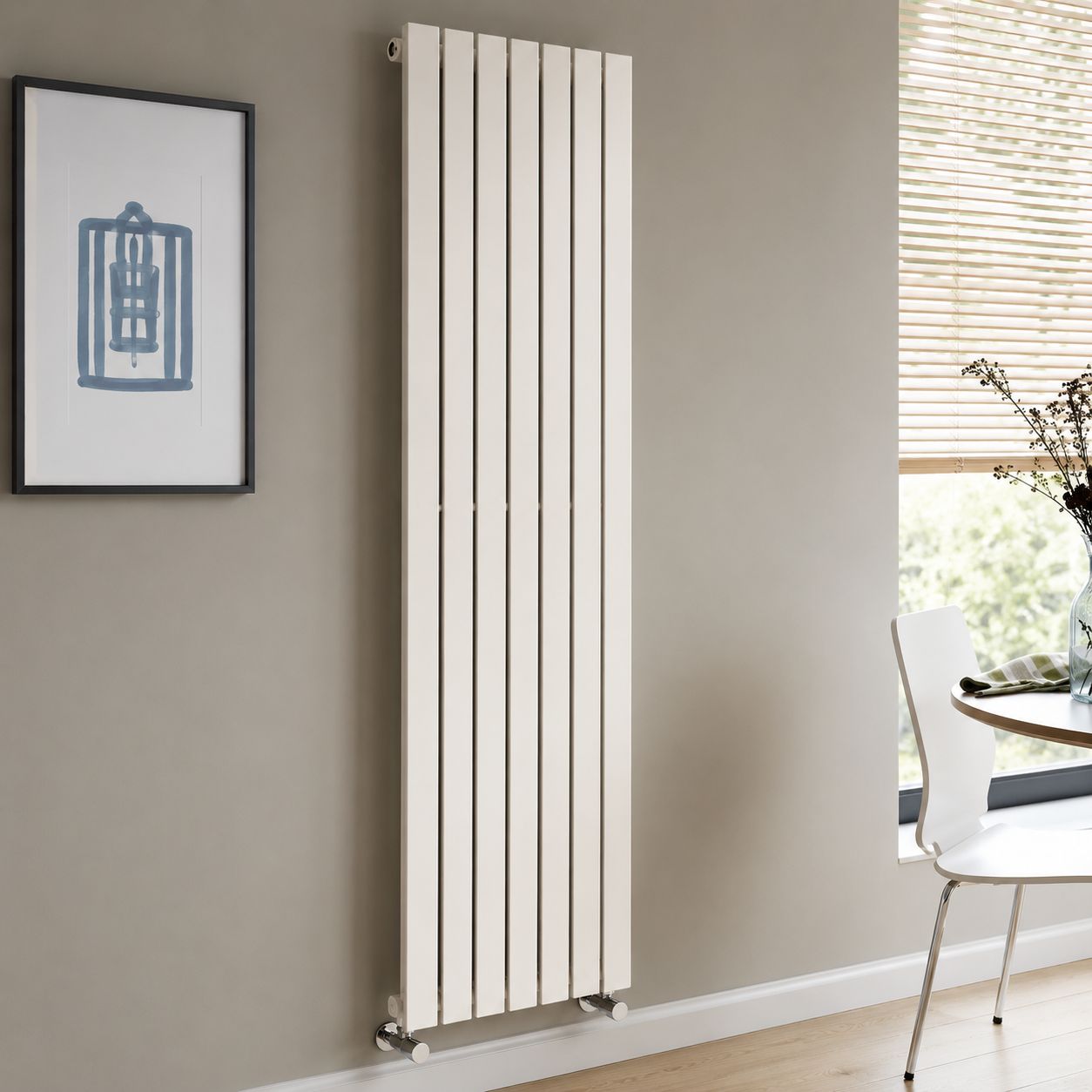 White Kartell vertical flat panel radiator — Bathroom Republic UK