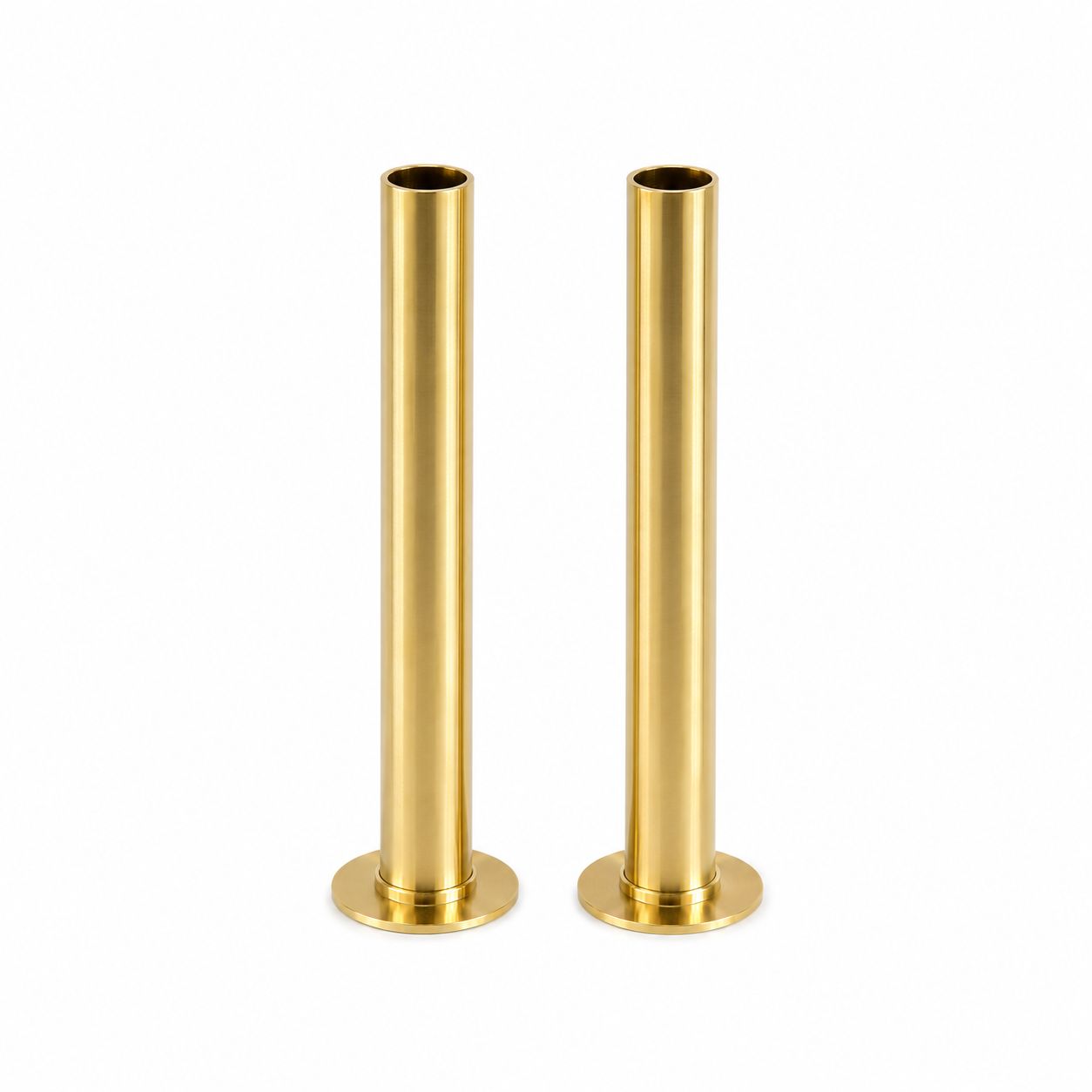 Brushed brass 15mm radiator pipe covers and rosettes pair — Bathroom Republic UK