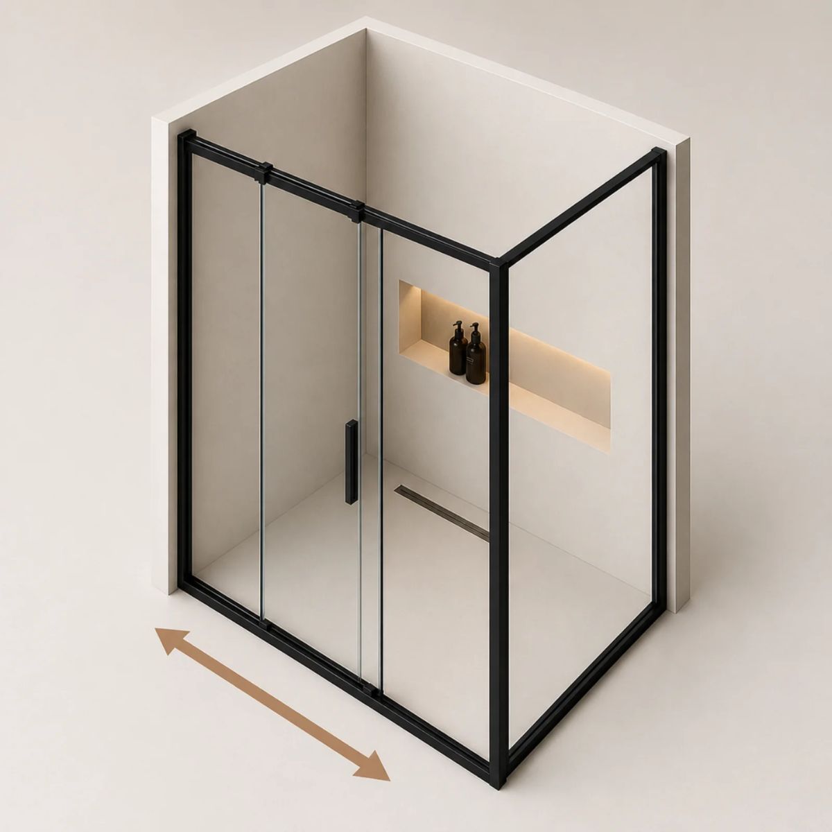 Chrome frameless sliding door rectangular shower enclosure — Bathroom Republic UK