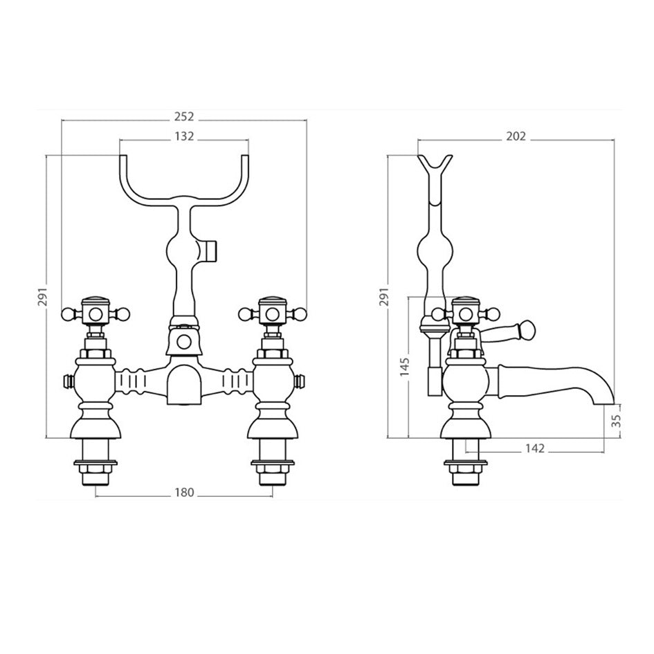 Churchill Traditional Set Of Hot & Cold Basin Taps And Bath Shower Mixer Tap With Handheld Kit