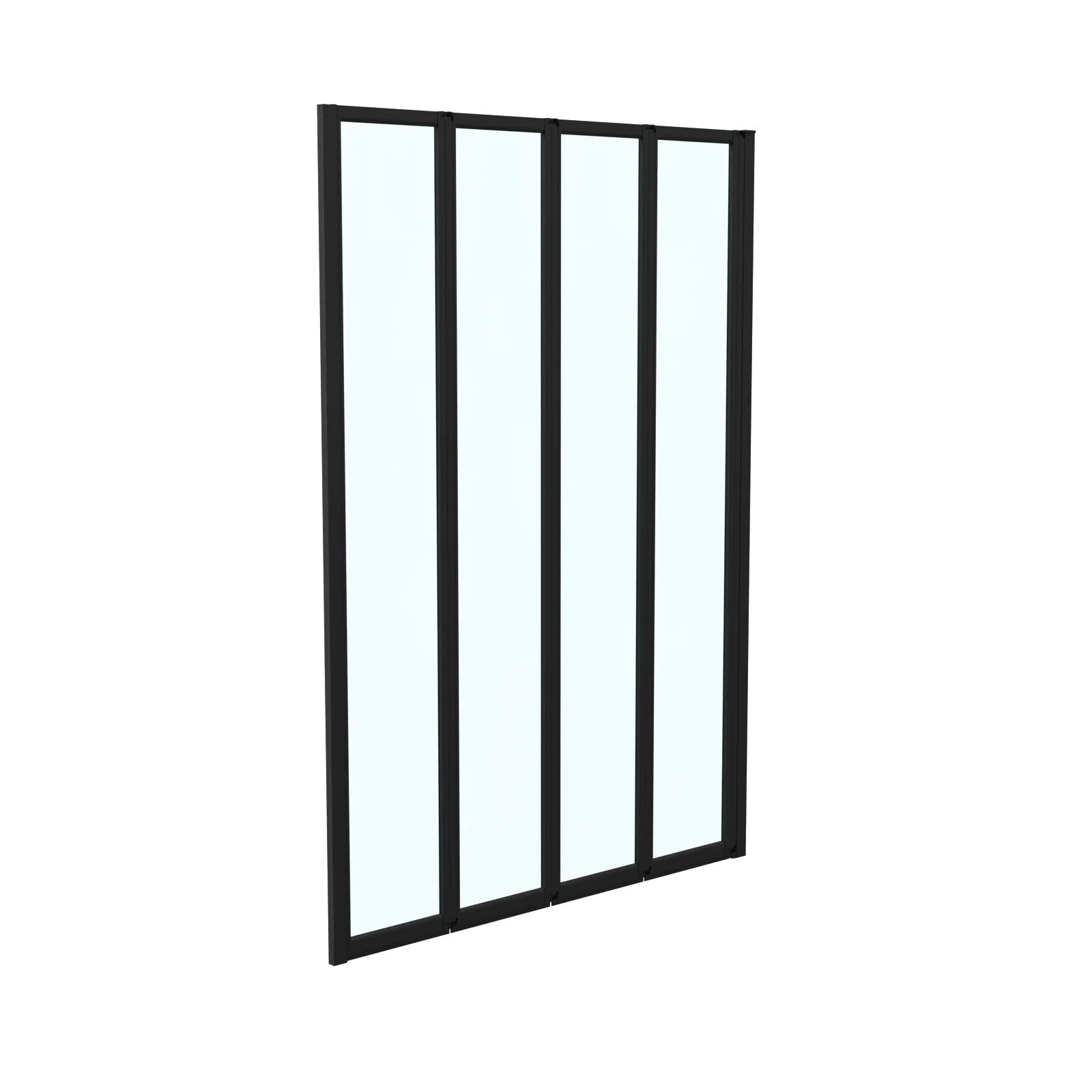 1000x1400mm Bathtub Screen, 4mm Clear Glass - Black Aluminium