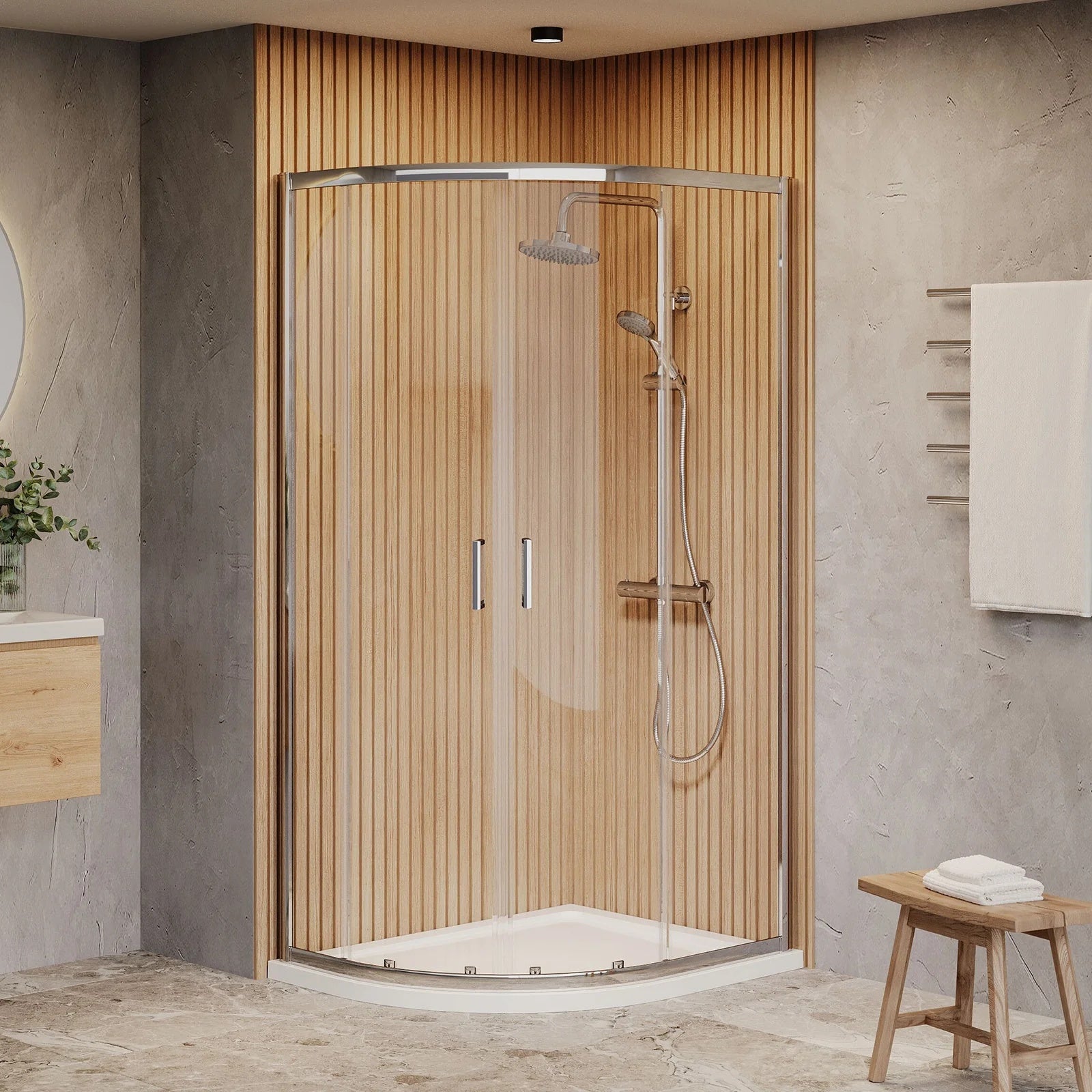 1000x800x1850mm Offset Quadrant Shower Enclosure - Chromed Frame