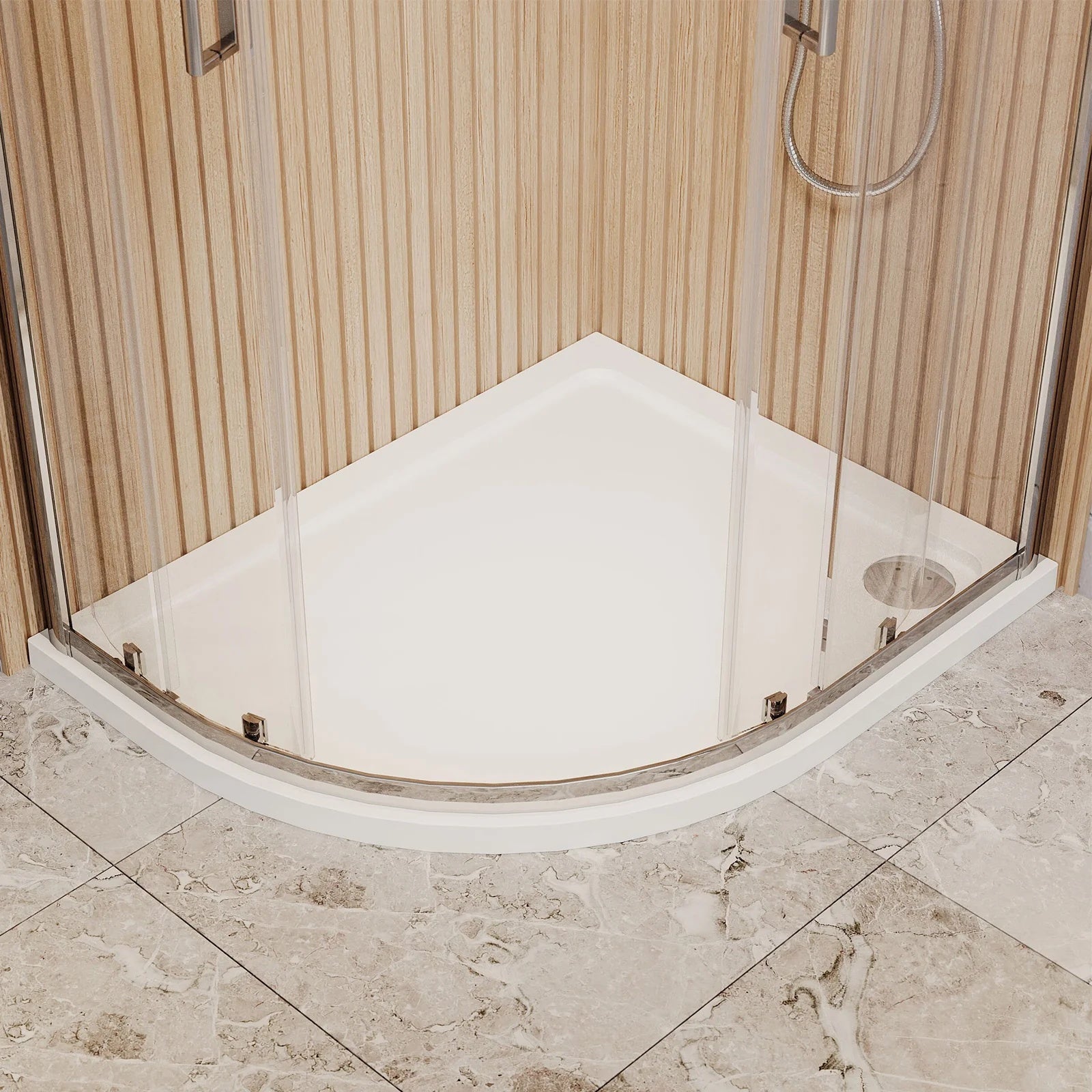 1000x800x1850mm Offset Quadrant Shower Enclosure - Chromed Frame