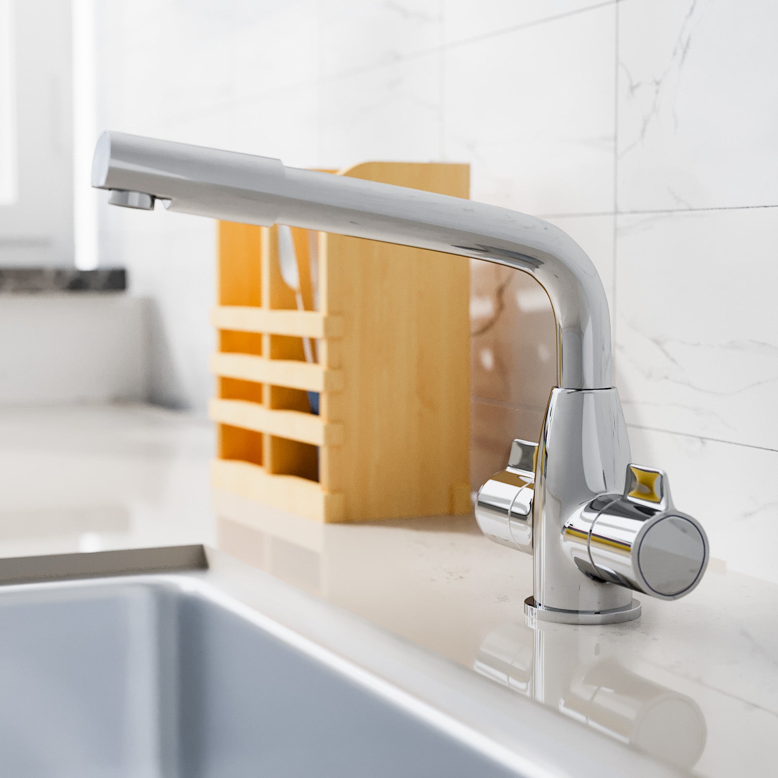 Olivia Twin Kitchen Sink Swivel Mixer Tap Chrome