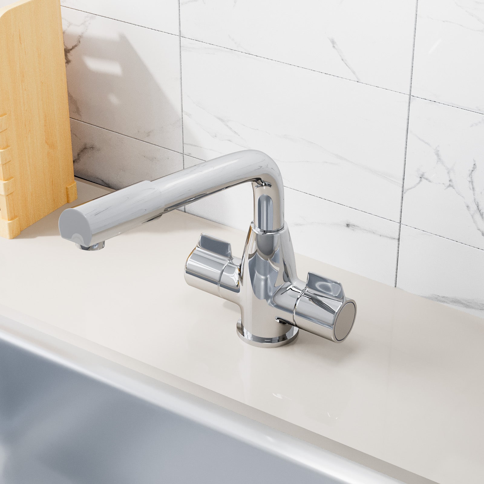 Olivia Twin Kitchen Sink Swivel Mixer Tap Chrome