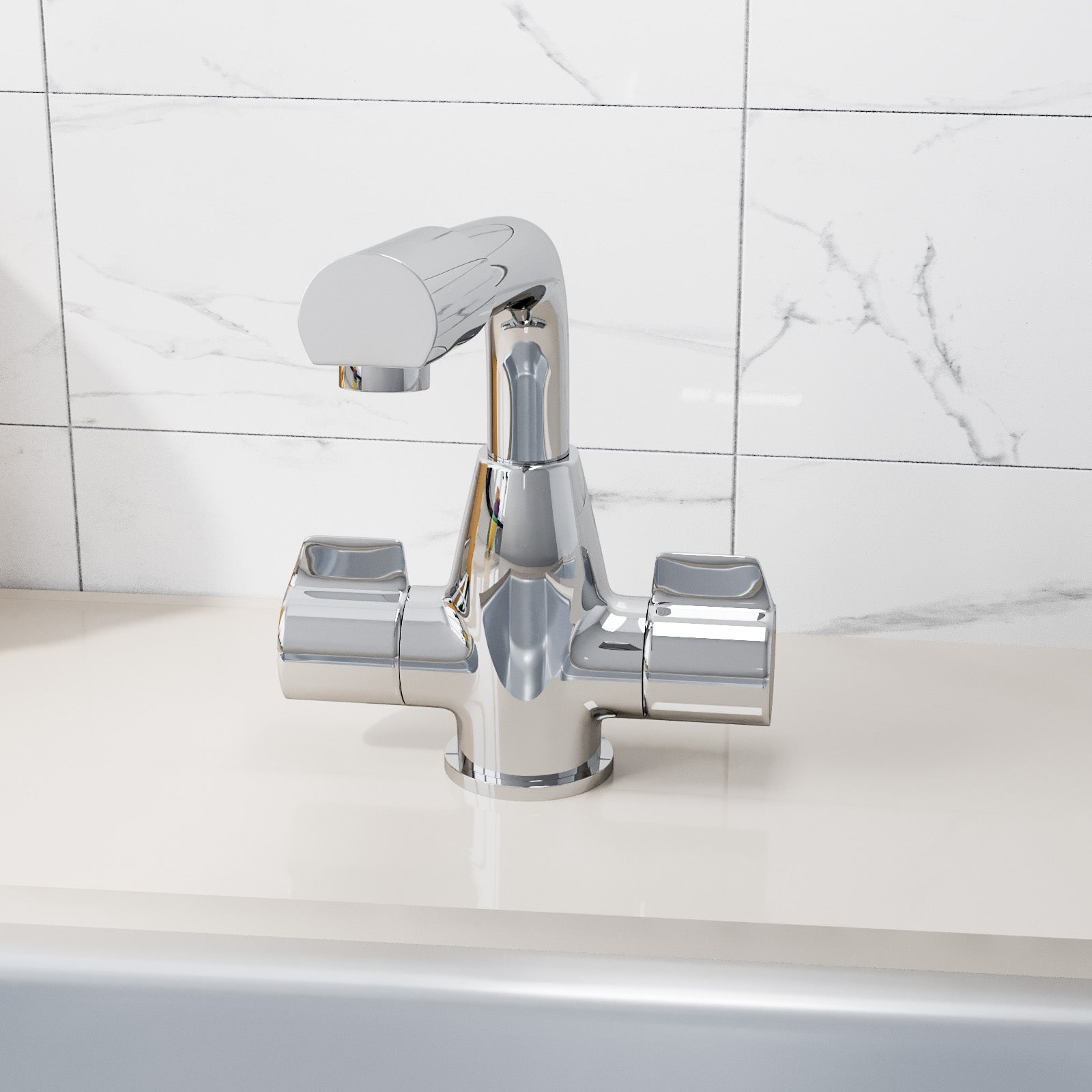 Olivia Twin Kitchen Sink Swivel Mixer Tap Chrome