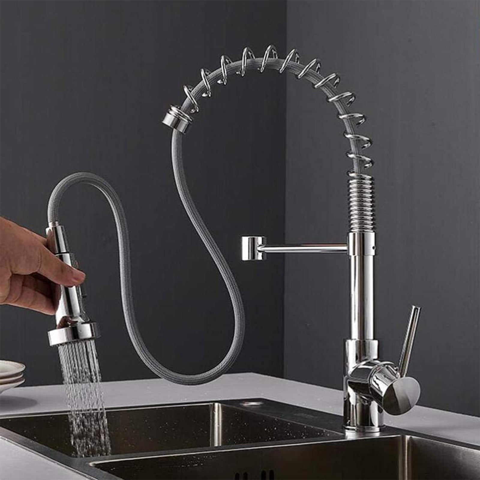 Modern Kitchen Sink Mono Mixer Tap With Pull Out Spray Spout
