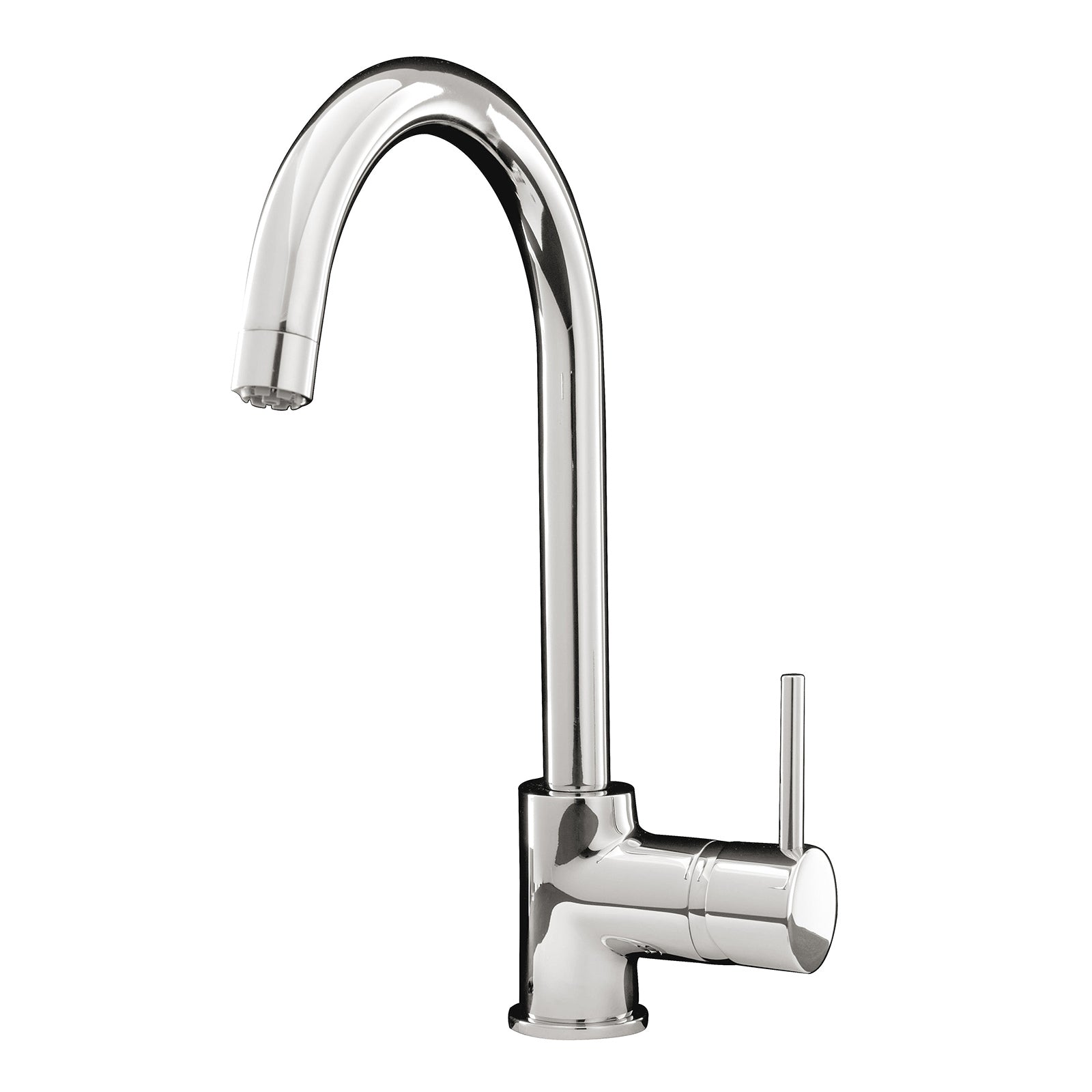 Victoria Chrome Kitchen Single Lever Sink Tap With 360 Swivel Curved Spout