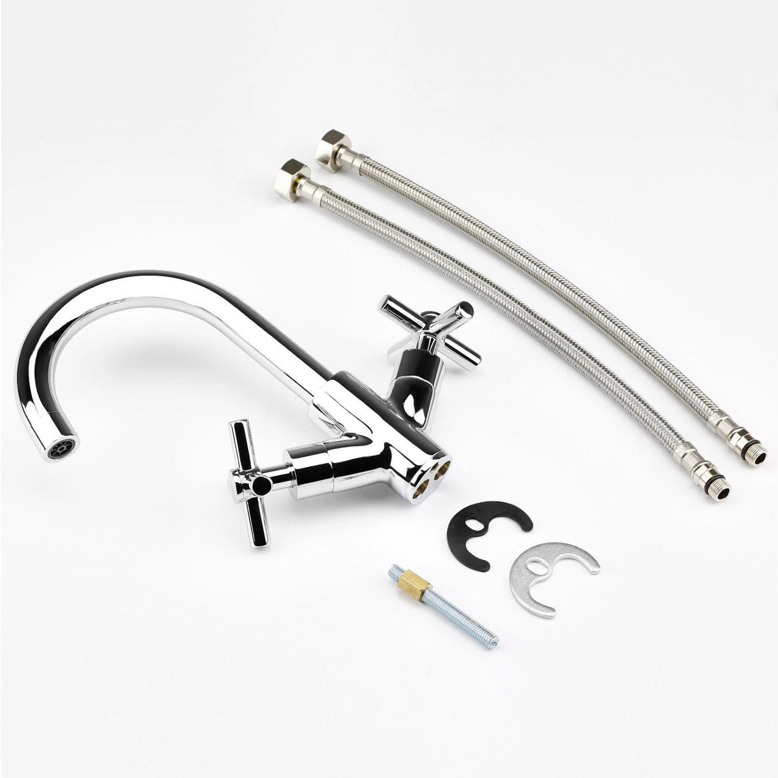 Deck Mounted Modern Cross Head Kitchen Chrome Basin Sink Mono Mixer Desla