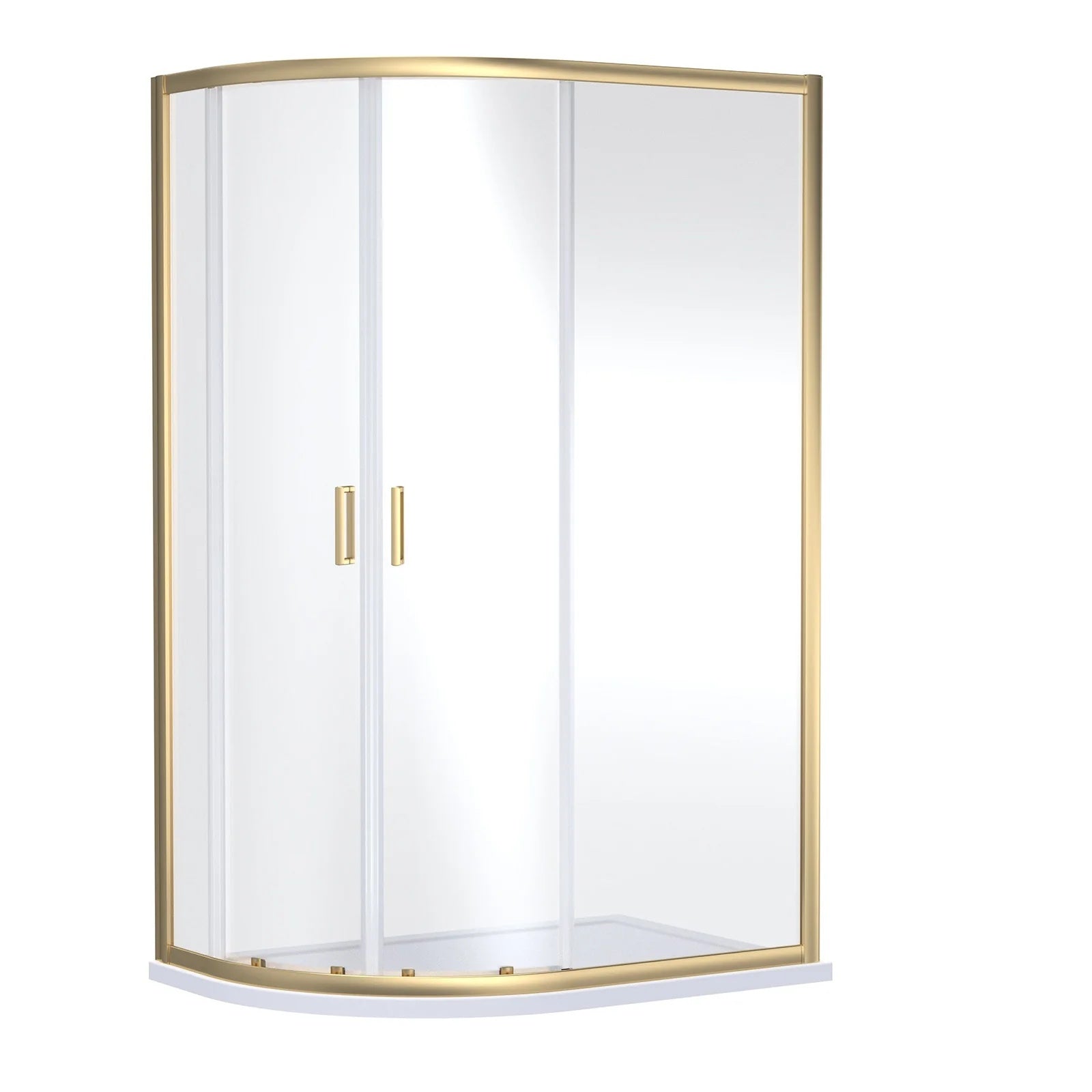 1200x800x1850mm Offset Quadrant Shower Enclosure - Brushed Brass Frame