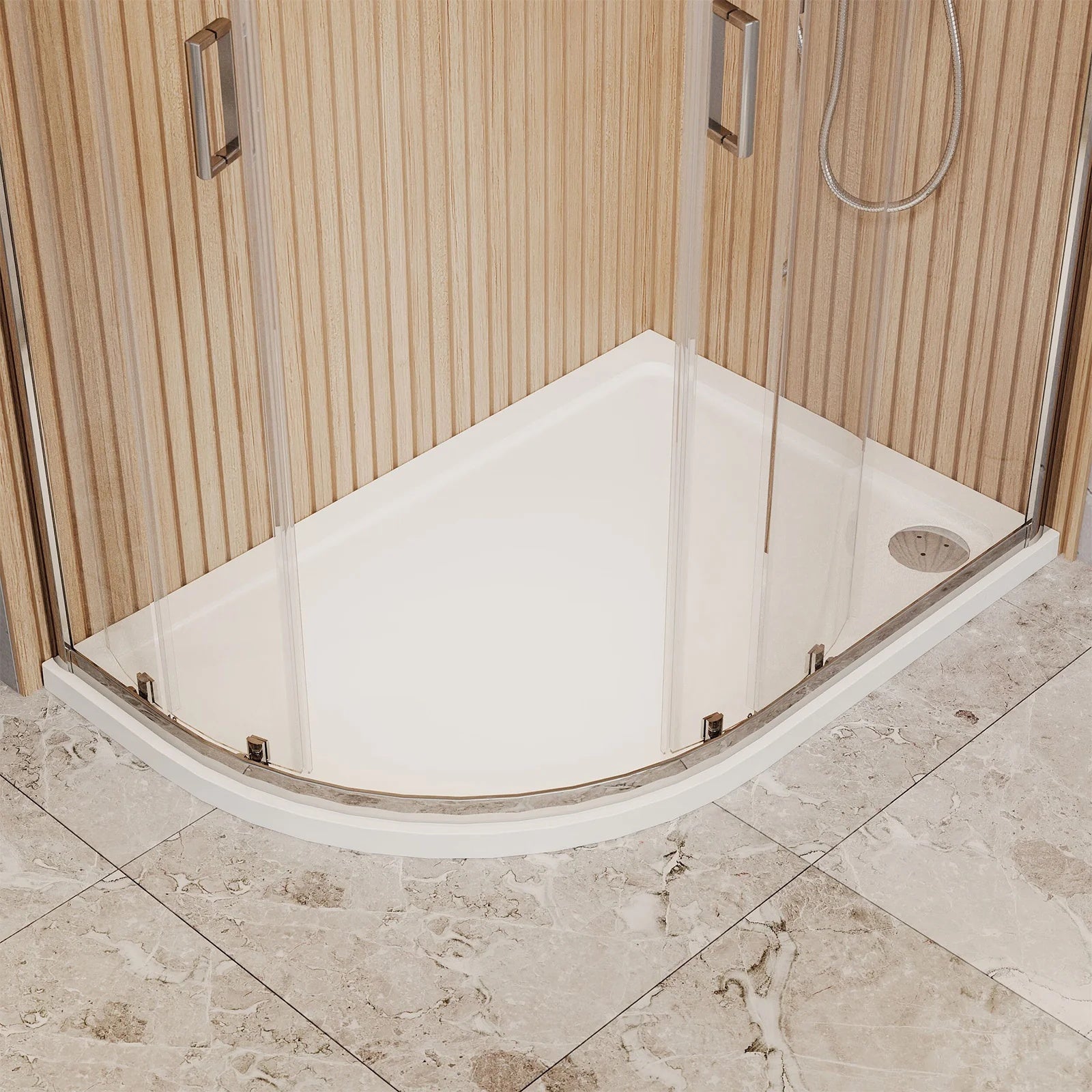 1200x800x1850mm Offset Quadrant Shower Enclosure - Chromed Frame