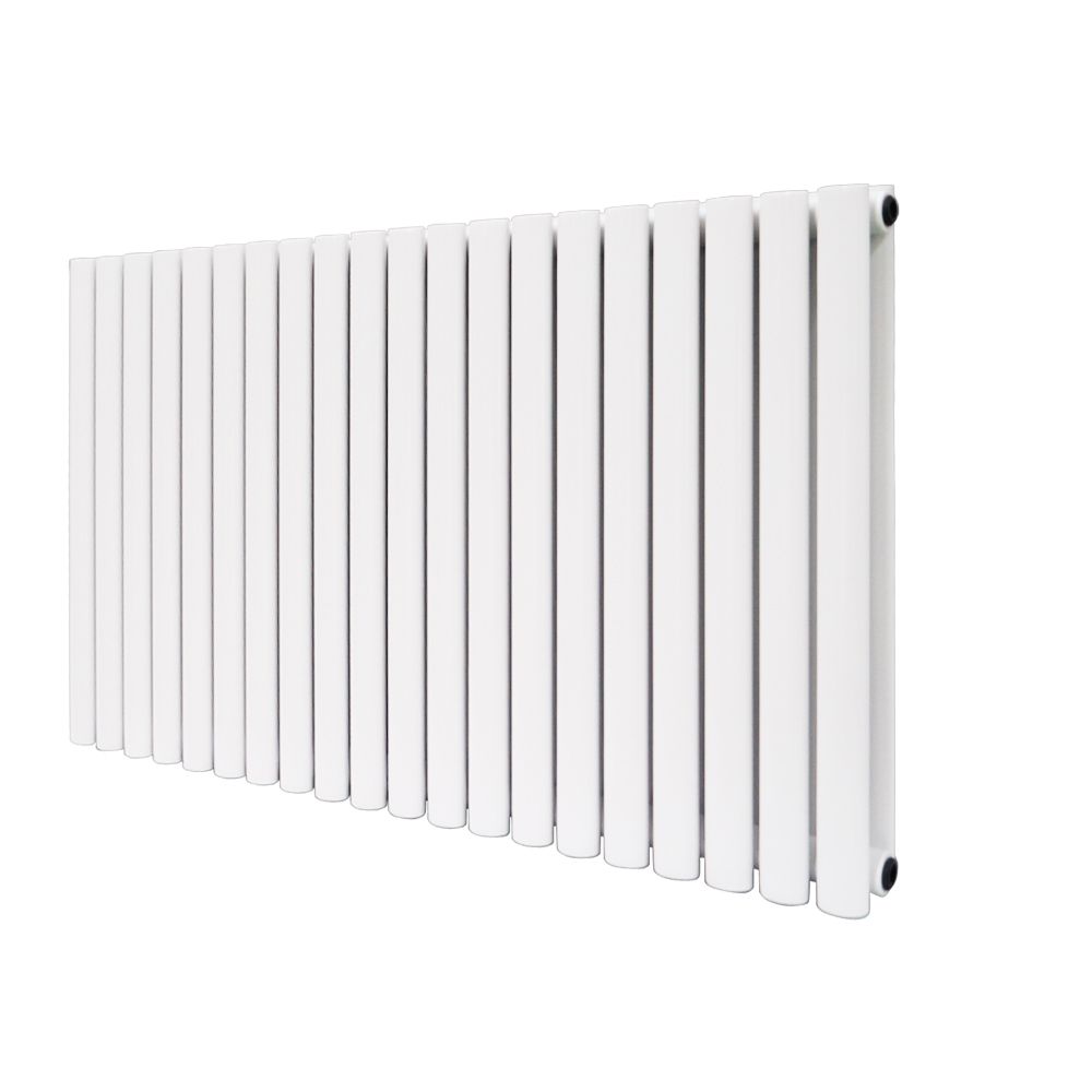 Norden 600 x 1180 mm Horizontal Double Oval Tube White Designer Radiator