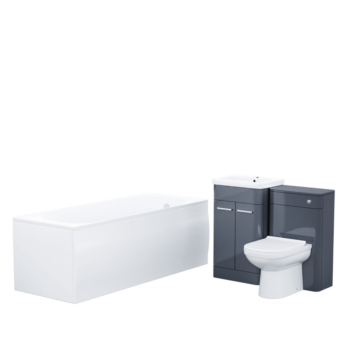 Afern 500mm Basin Vanity Unit, WC Unit, BTW Toilet & Bath Suite Anthracite