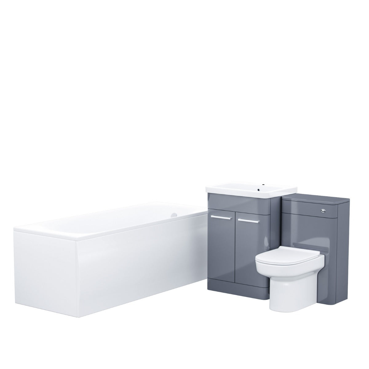 Afern Grey Basin Cabinet WC Unit Toilet & Bath Bathroom Suite