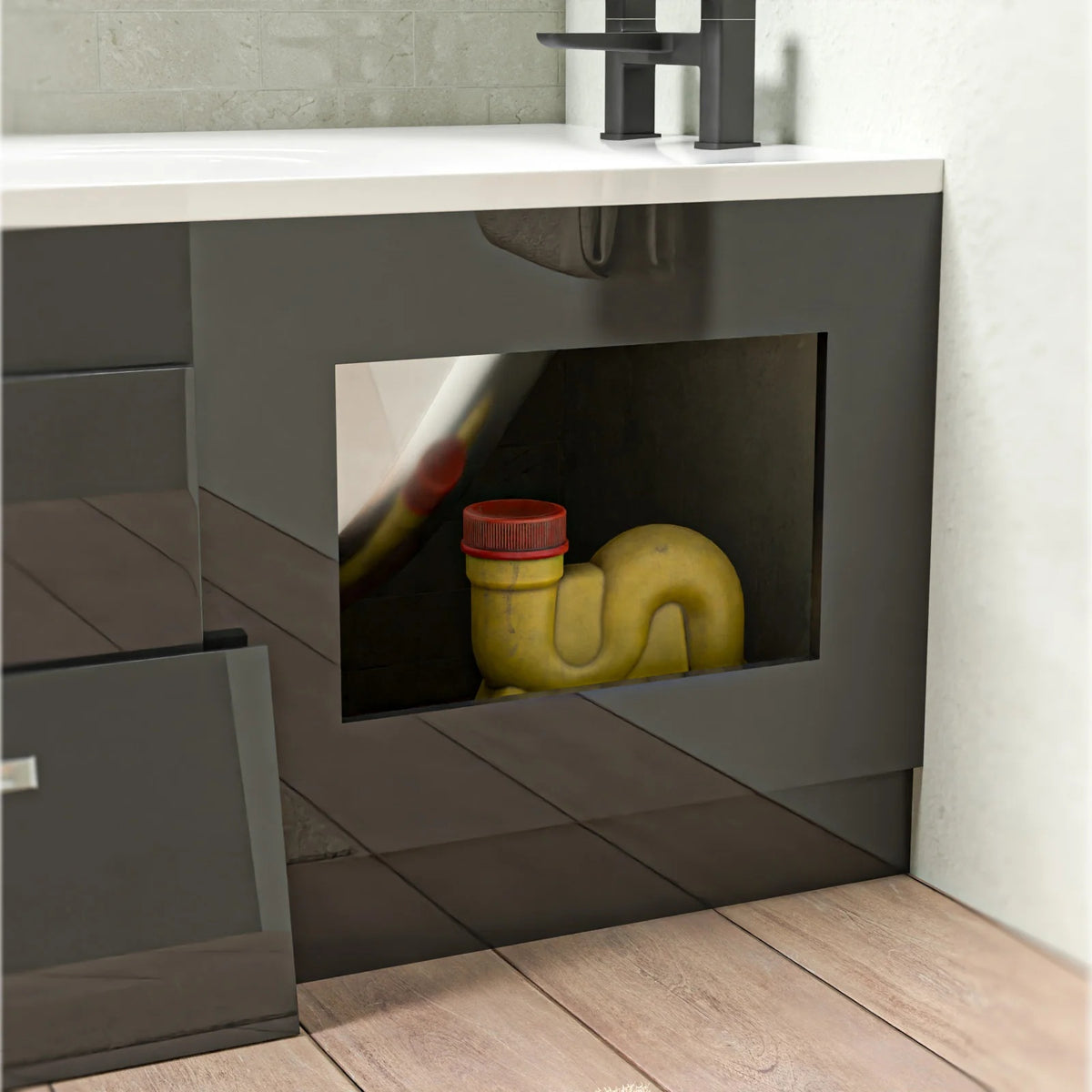 1700 x 480mm PVC Removable Magnetic Door Bath Panel Anthracite