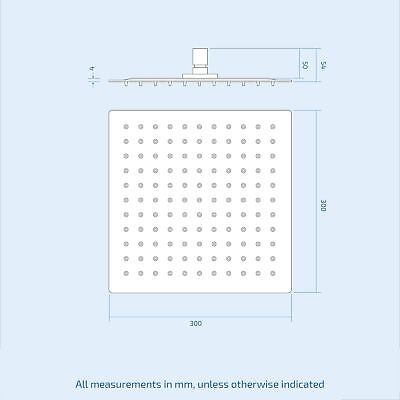 Temel Thermostatic Concealed Shower Mixer Bathroom Square Slim Chrome Head 300mm