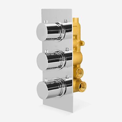 Flora Concealed 3 Way Thermostatic Shower Mixer Valve Slim Head & Bath Filler