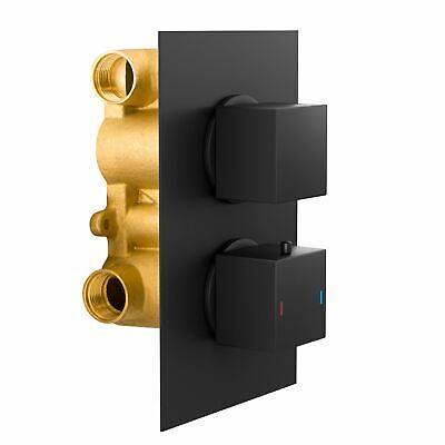 Temel Matt Black Rainfall Shower Head with Hand Held and Thermostatic Valve