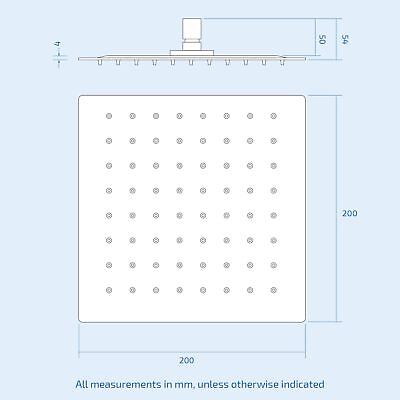 2 Way Concealed Thermostatic Shower Mixer Valve Chrome 200mm Slim Overhead