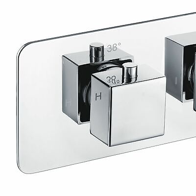 Bathroom 2 Way Concealed Thermostatic Shower Mixer Ultra Slim Head & Handset