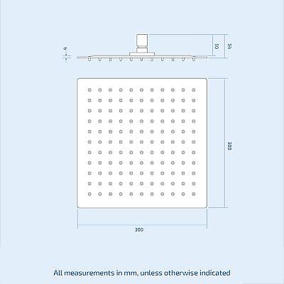 Temel Bathroom Concealed Thermostatic Shower Mixer Valve Square Slim Head 300mm