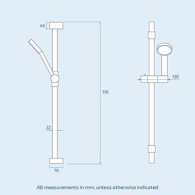 Temel Matt Black Rainfall Shower Head with Hand Held and Thermostatic Valve