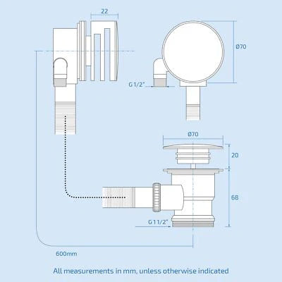 Nanuya L-Shaped LH Shower Bath Basin Vanity Toilet Set Brushed Brass Taps