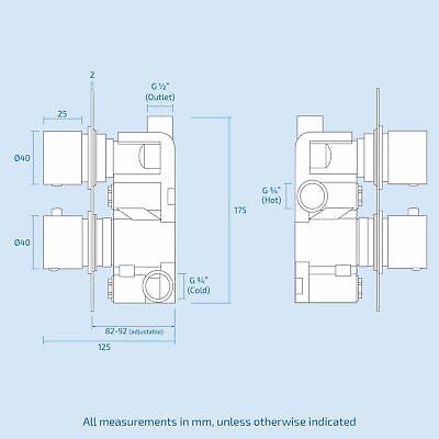 Temel Bathroom 1-Way Concealed Thermostatic Shower Valve Mixer and Shower Head