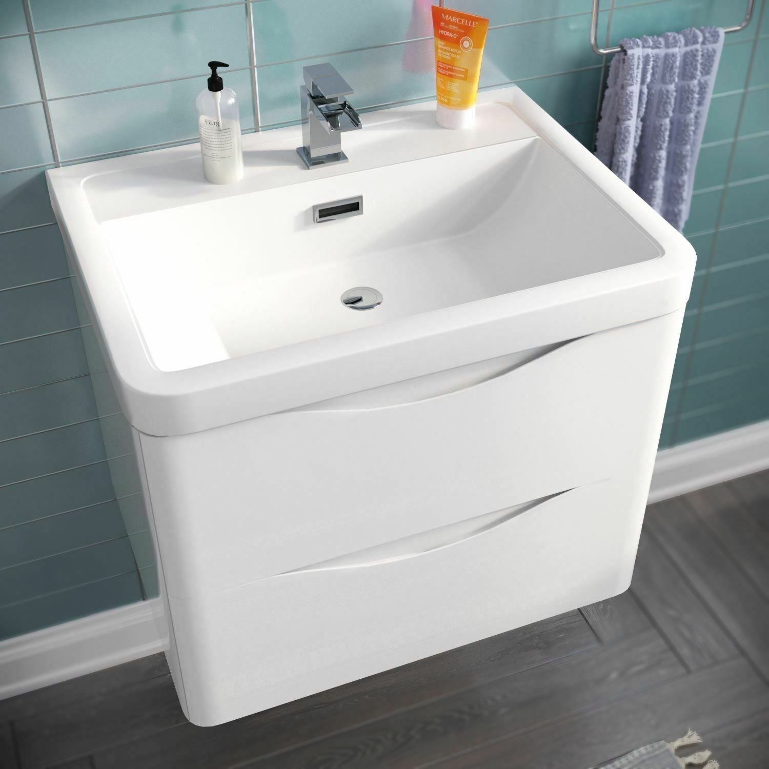 Merton 600mm Wall Hung Vanity Basin Unit White