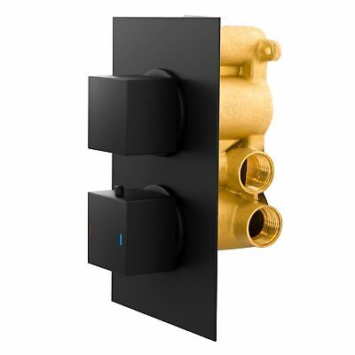 Temel Matt Black Rainfall Shower Head with Hand Held and Thermostatic Valve