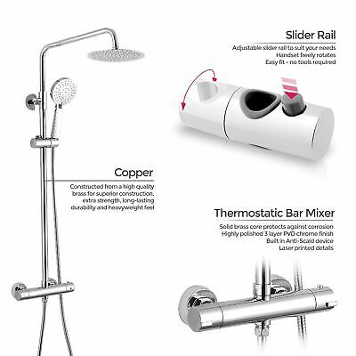Niki Slim Round Thermostatic Dual Control Twin Head Shower Mixer Thermostatic