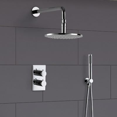 Violet Round Concealed Thermostatic Shower Mixer, Led Shower Head & Handset
