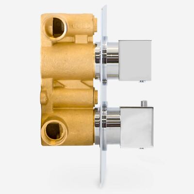 2 Dial 2 Way Square Concealed Thermostatic Mixer Valve Abs Shower Hand Held Kit