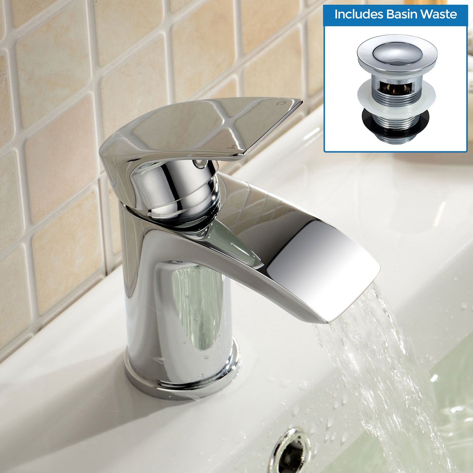 Vago Compact Design Waterfall Cloakroom Basin Mono Mixer Tap