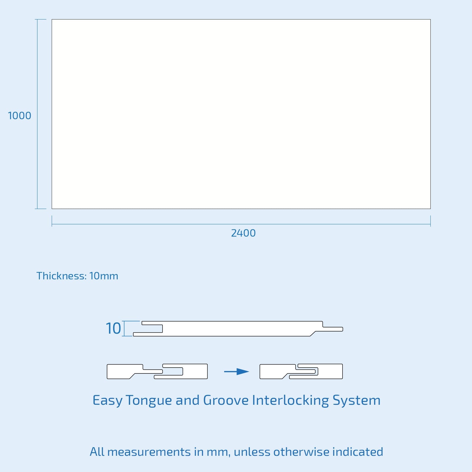 PVC Wall Panel Gloss White 1000mm X 2400mm X 10mm