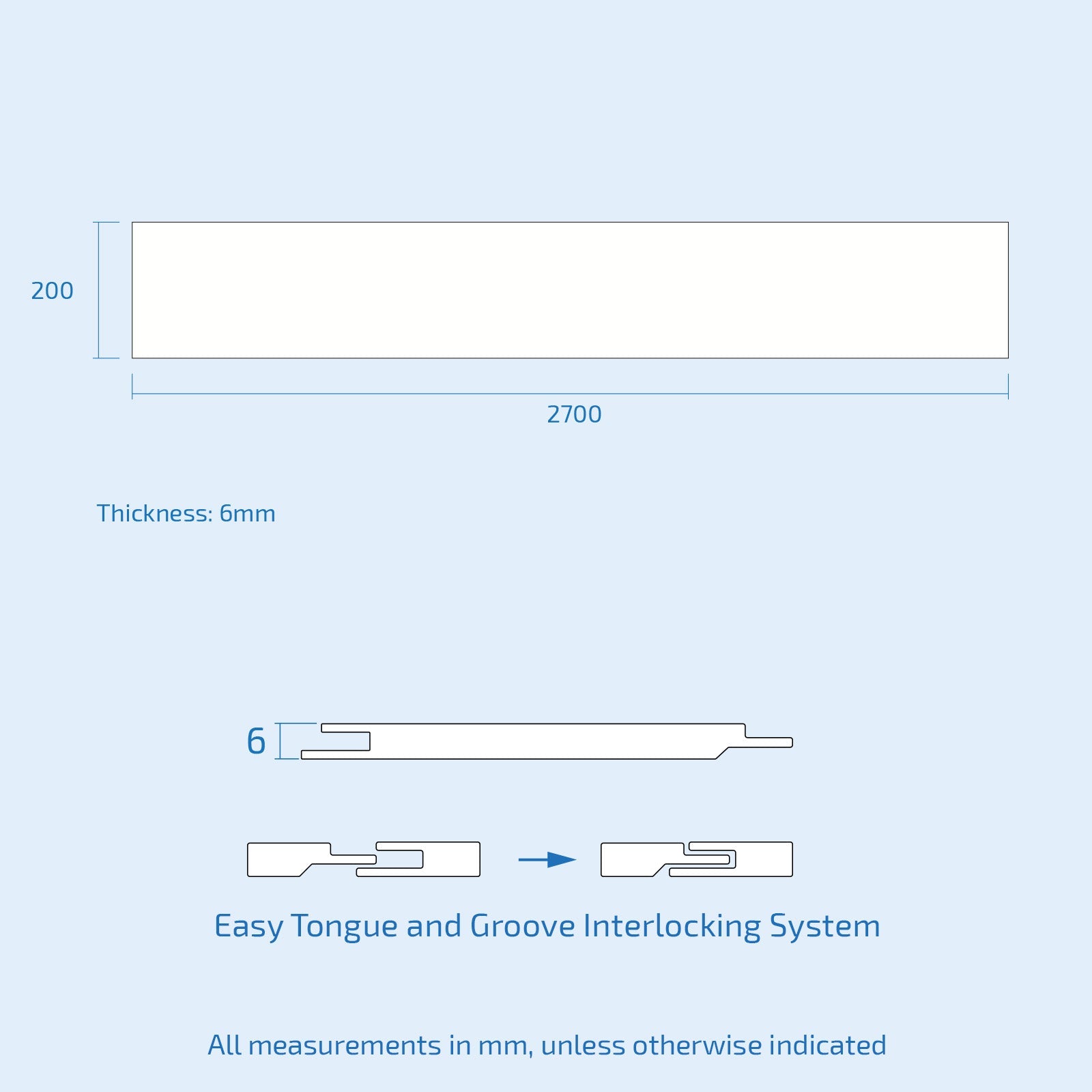 PVC Wall Panel Gloss White Silver 200mm x 2700mm x 6mm (Pack Of 5)