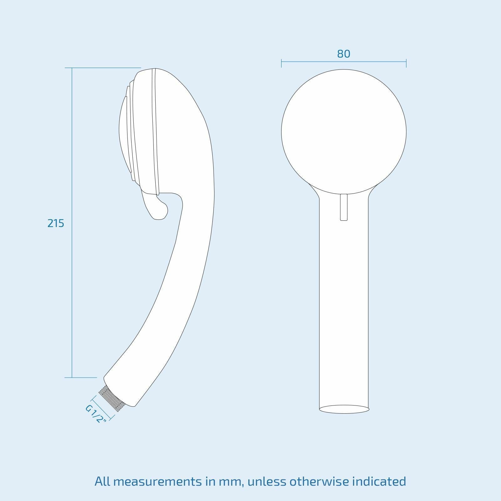 Universal Shower Handset Round with 4 Mode - 80mm Chrome