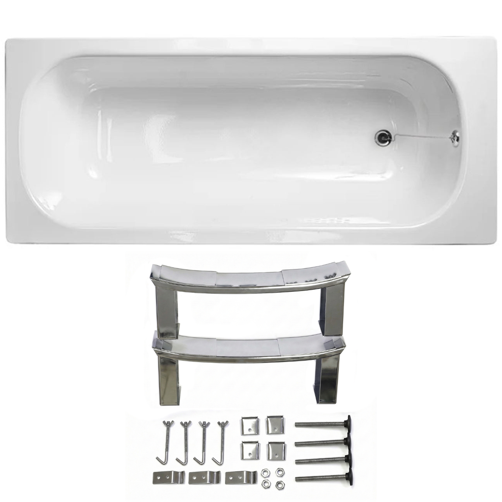 Dylan Premium 1500 x 700mm Heavy Duty Extra Thick Steel Enamel Round Bath With Waste & Overflow