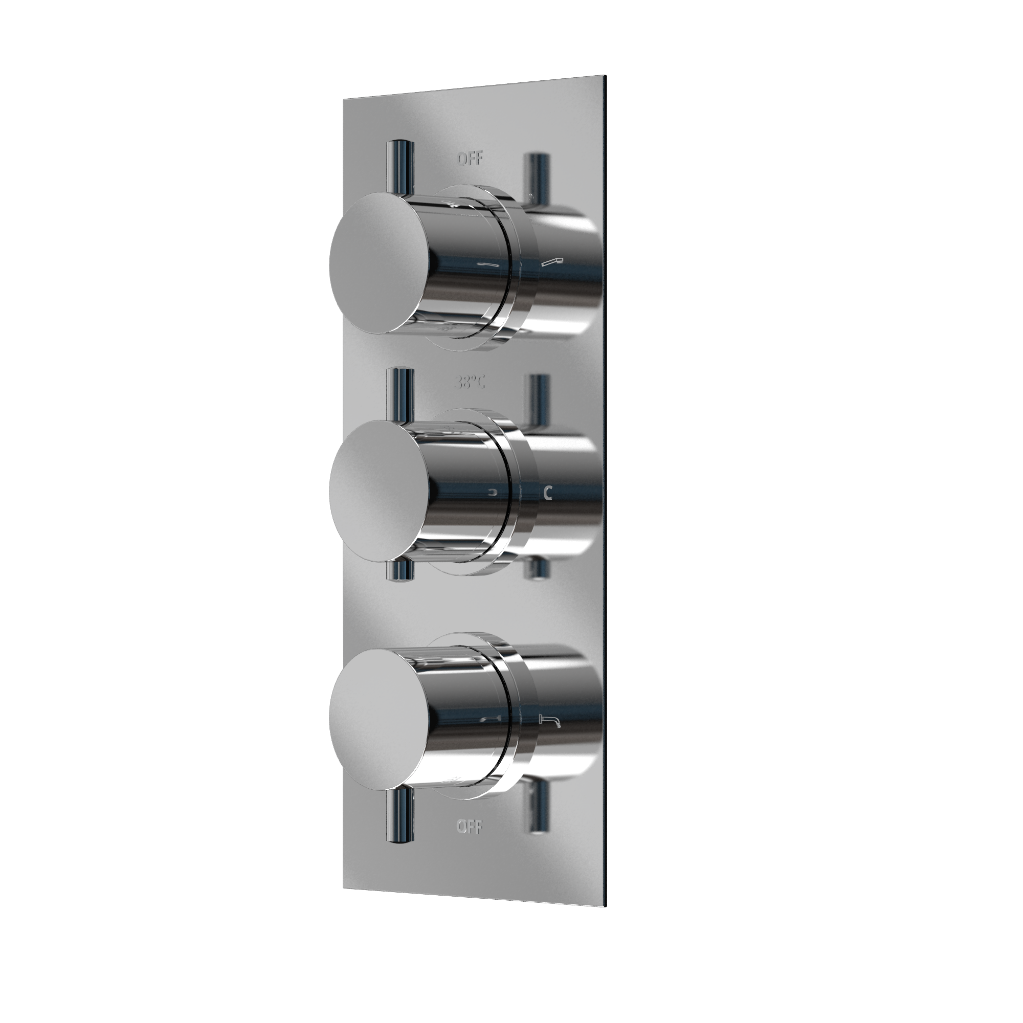 3 Dial 2 Outlet Concealed Thermostatic Shower - Round- Refined Valve