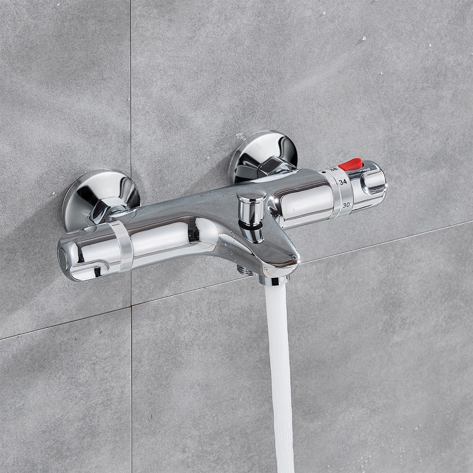 Preston Modern Wall Mounted Thermostatic Bath Shower Mixer Tap