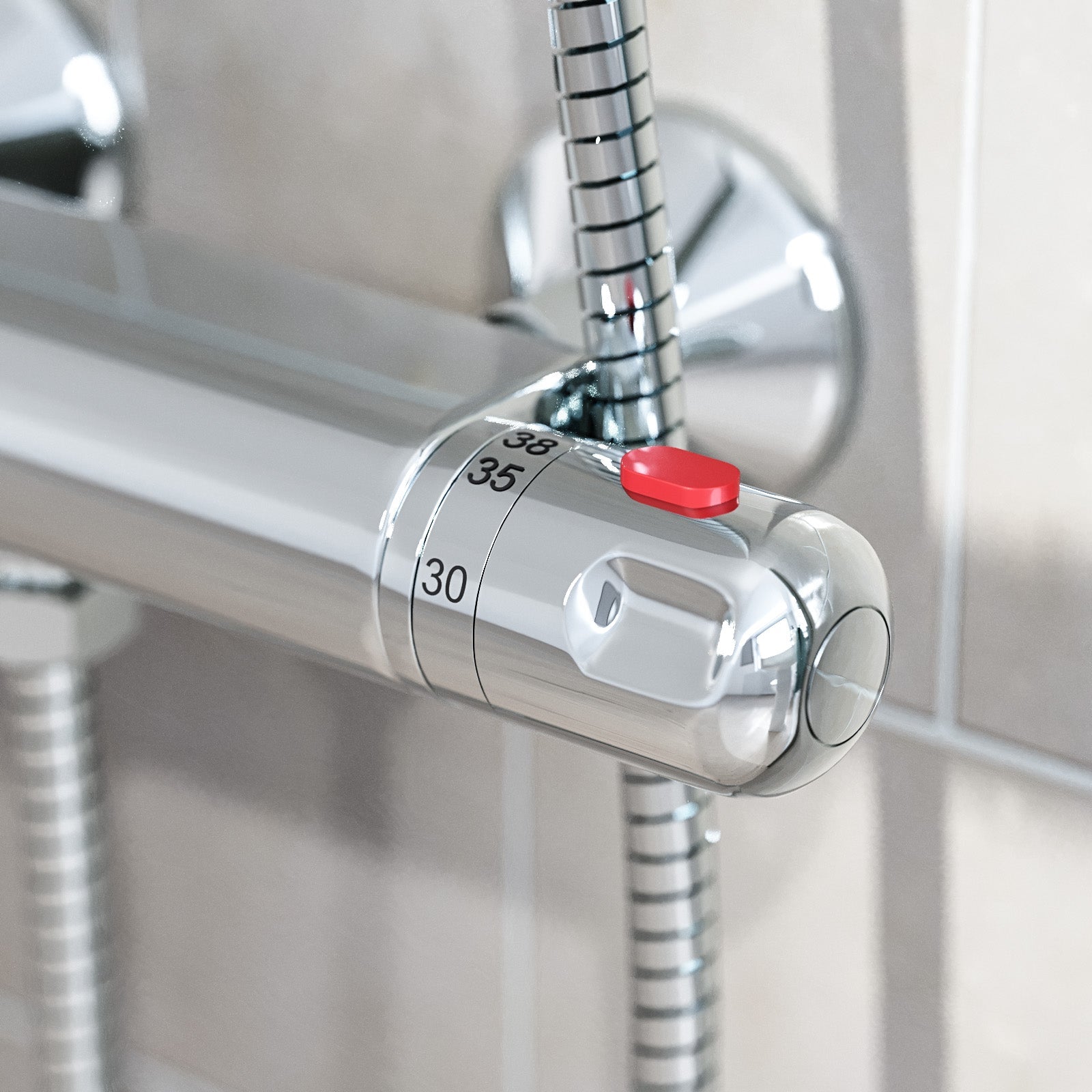 Exposed Shower Thermostatic Bar Mixer Valve Chrome